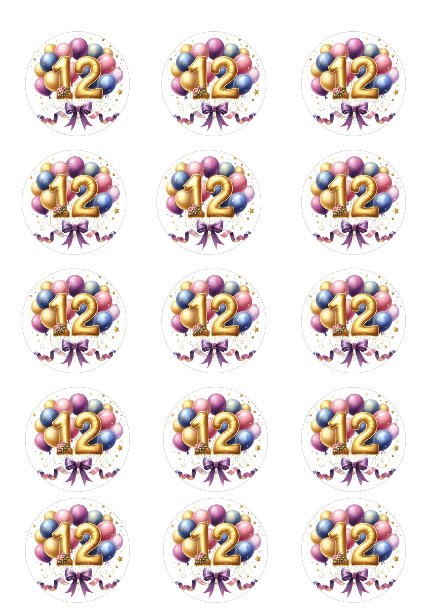Happy Birthday Balloon Numbers Cake/ Cup Cake Topper