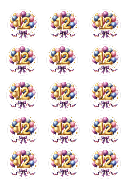 Happy Birthday Balloon Numbers Cake/ Cup Cake Topper