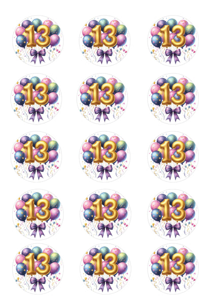 Happy Birthday Balloon Numbers Cake/ Cup Cake Topper