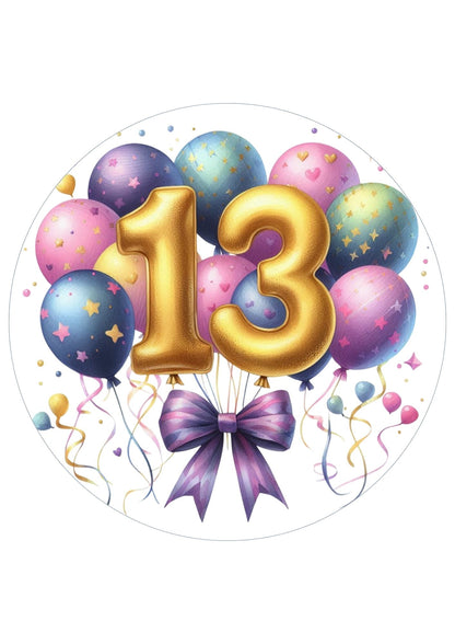 Happy Birthday Balloon Numbers Cake/ Cup Cake Topper