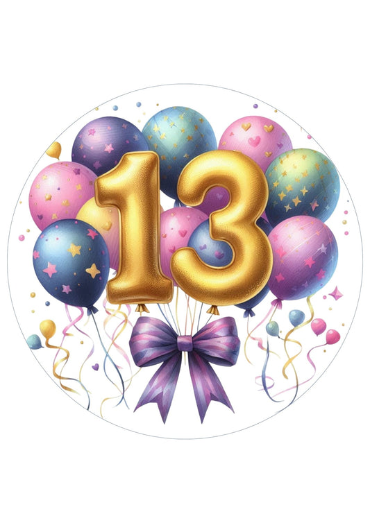 Happy Birthday Balloon Numbers Cake/ Cup Cake Topper