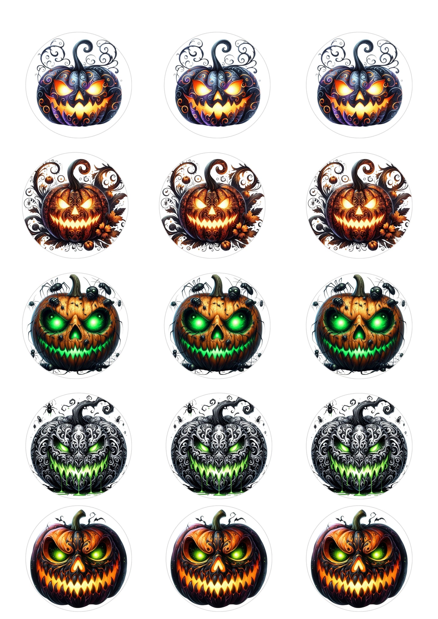 Halloween Pumpkin Cup Cake Topper 2inch x 15