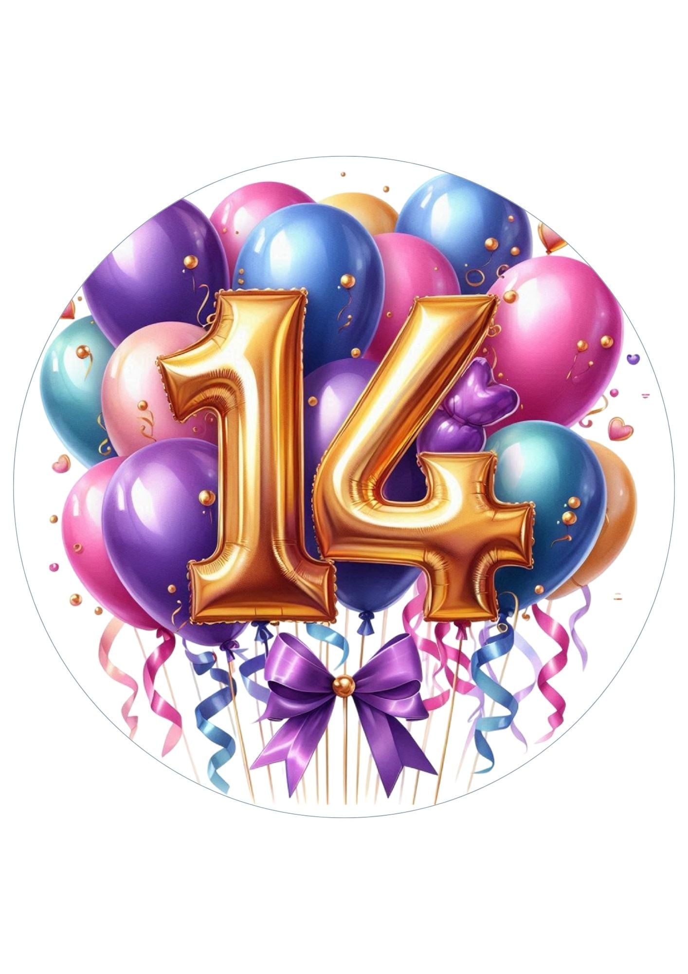 Happy Birthday Balloon Numbers Cake/ Cup Cake Topper