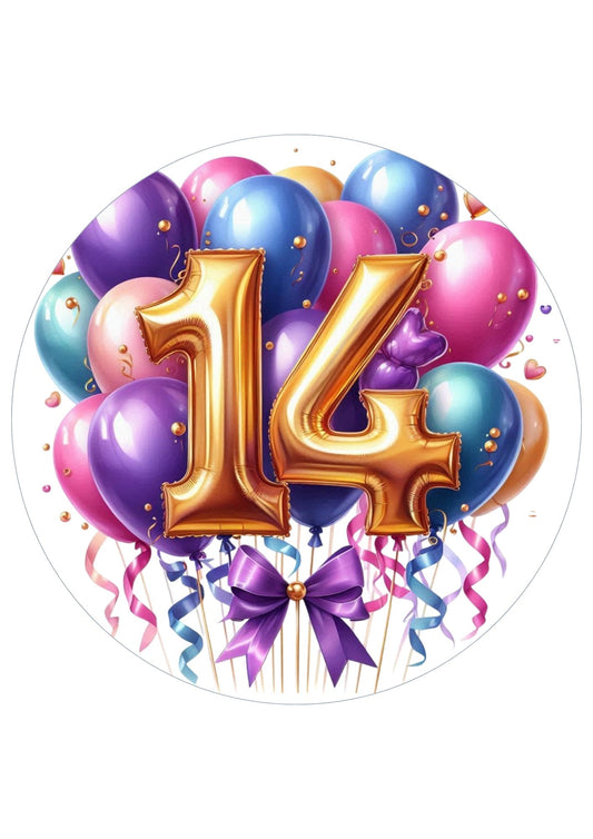 Happy Birthday Balloon Numbers Cake/ Cup Cake Topper