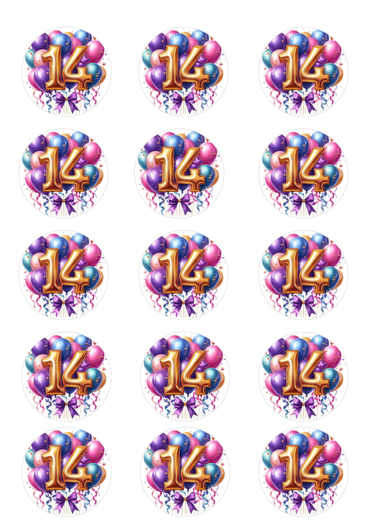 Happy Birthday Balloon Numbers Cake/ Cup Cake Topper