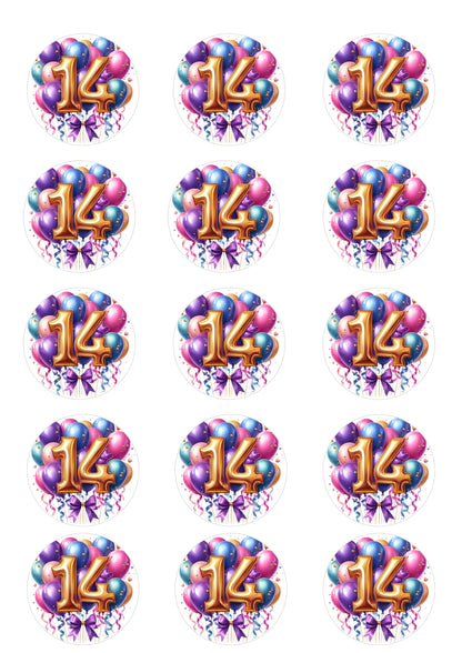 Happy Birthday Balloon Numbers Cake/ Cup Cake Topper