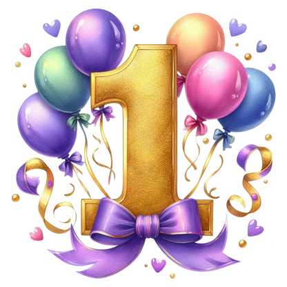 Happy Birthday Balloon Numbers Cake/ Cup Cake Topper