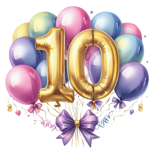 Happy Birthday Balloon Numbers Cake/ Cup Cake Topper