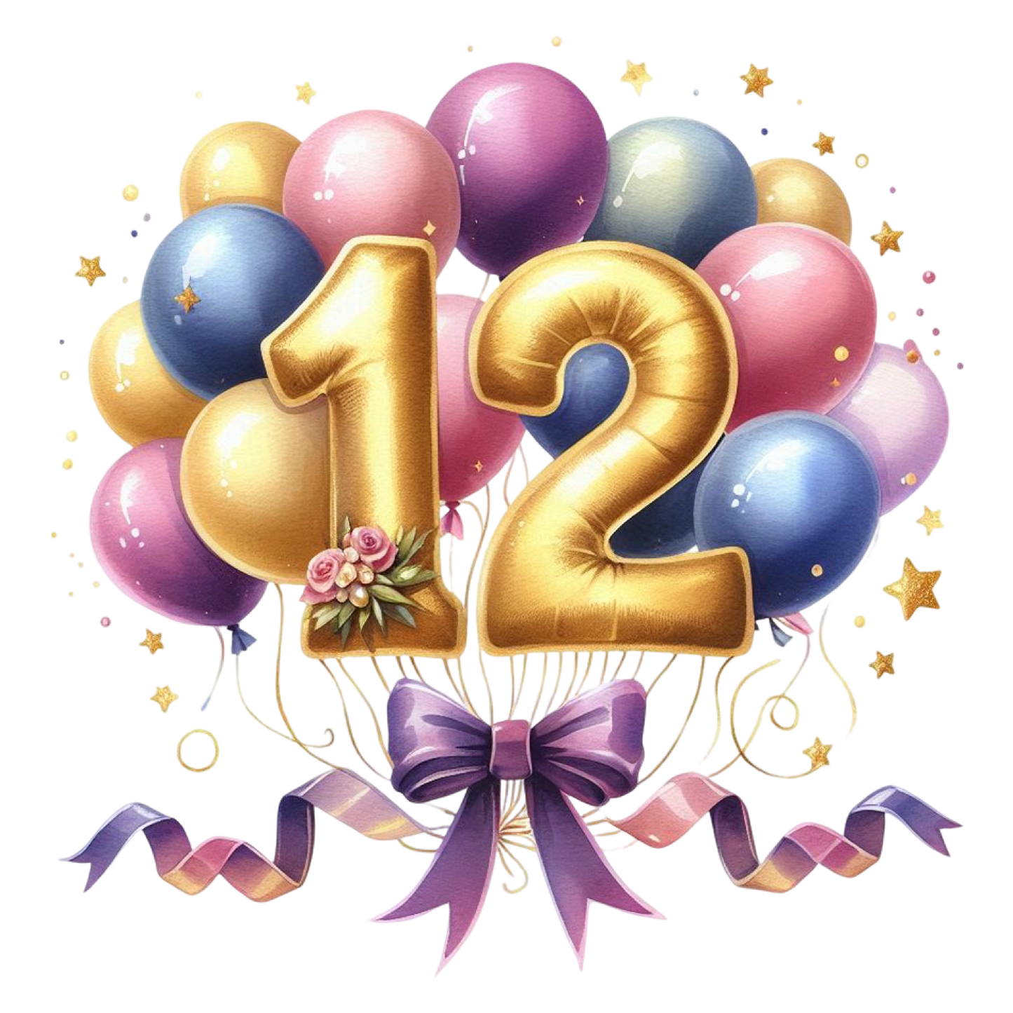Happy Birthday Balloon Numbers Cake/ Cup Cake Topper