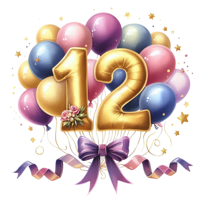 Happy Birthday Balloon Numbers Cake/ Cup Cake Topper