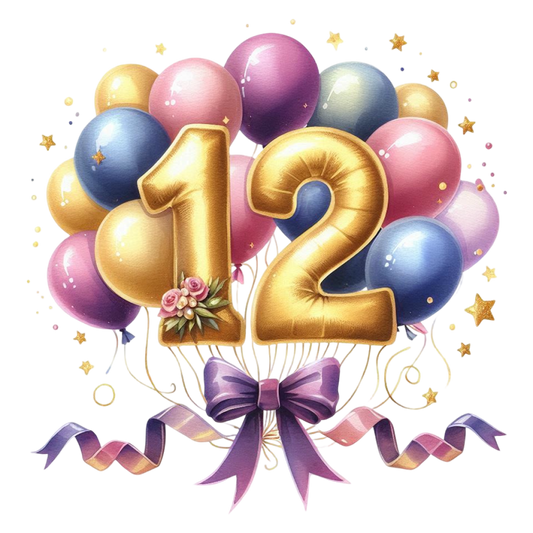 Happy Birthday Balloon Numbers Cake/ Cup Cake Topper