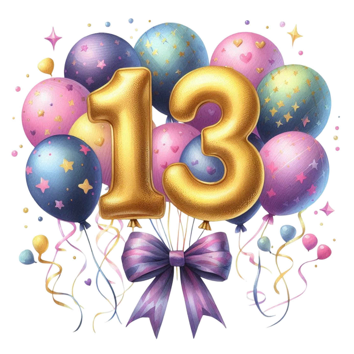 Happy Birthday Balloon Numbers Cake/ Cup Cake Topper
