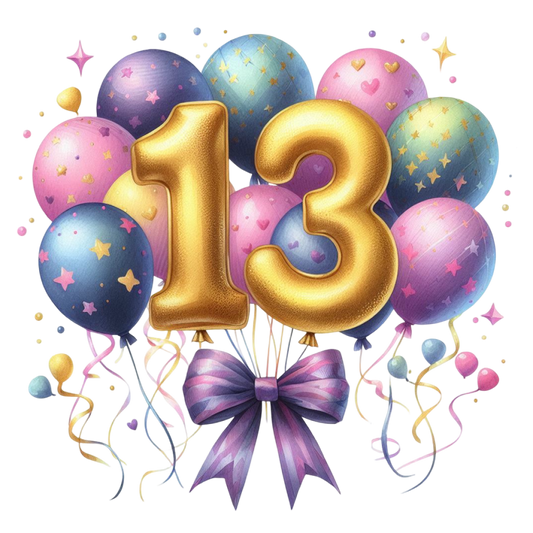 Happy Birthday Balloon Numbers Cake/ Cup Cake Topper