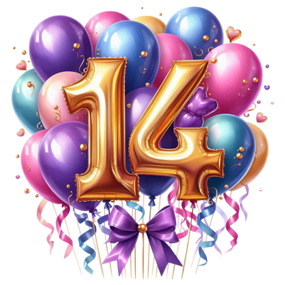 Happy Birthday Balloon Numbers Cake/ Cup Cake Topper
