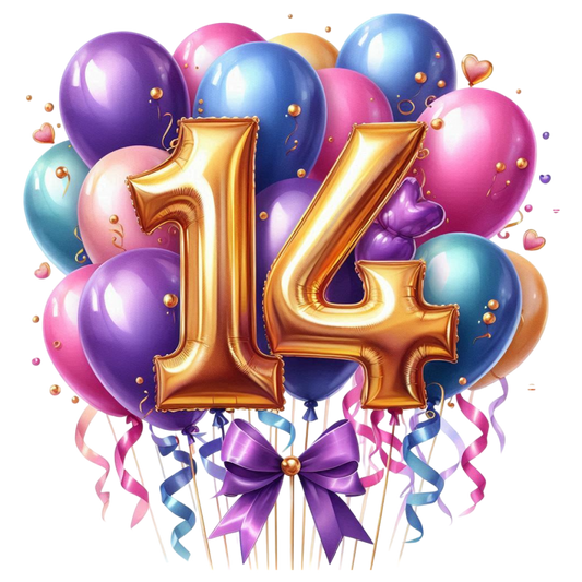 Happy Birthday Balloon Numbers Cake/ Cup Cake Topper