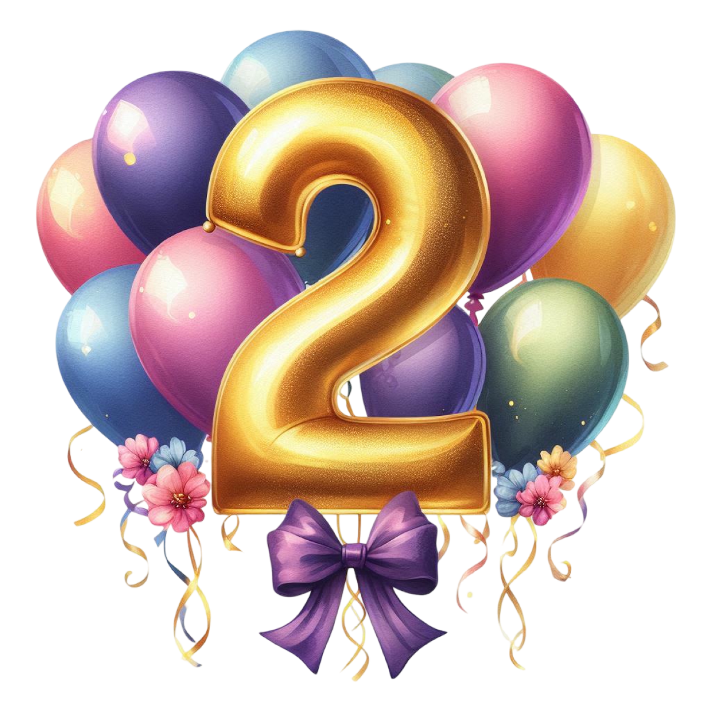 Happy Birthday Balloon Numbers Cake/ Cup Cake Topper