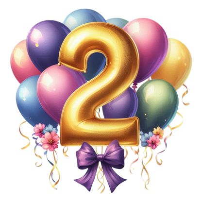 Happy Birthday Balloon Numbers Cake/ Cup Cake Topper