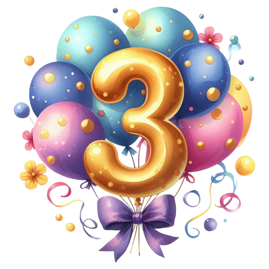 Happy Birthday Balloon Numbers Cake/ Cup Cake Topper