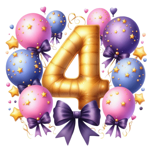 Happy Birthday Balloon Numbers Cake/ Cup Cake Topper