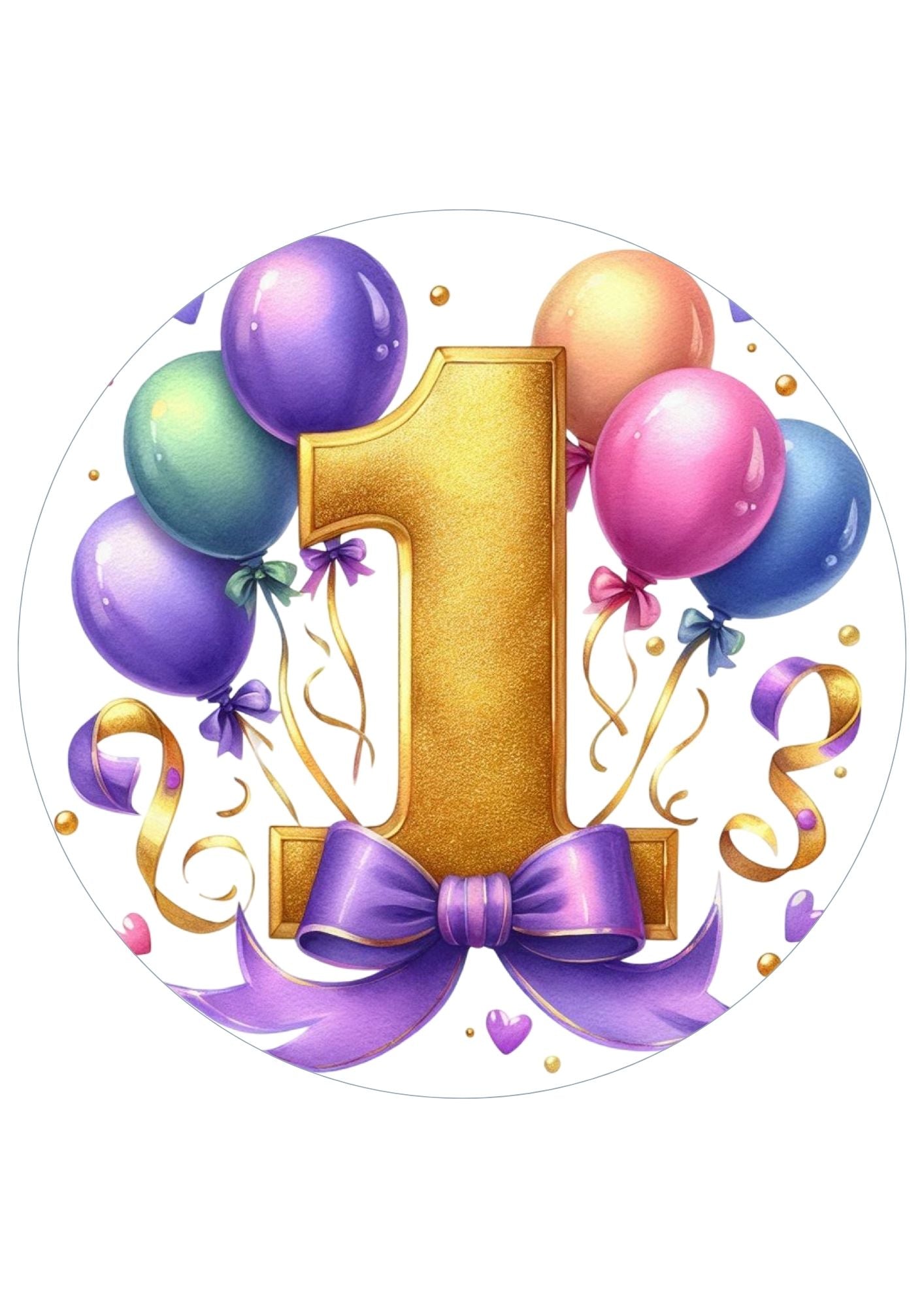 Happy Birthday Balloon Numbers Cake/ Cup Cake Topper