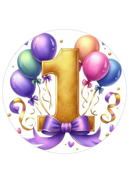 Happy Birthday Balloon Numbers Cake/ Cup Cake Topper