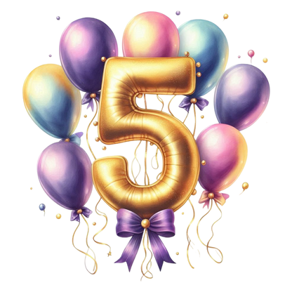 Happy Birthday Balloon Numbers Cake/ Cup Cake Topper