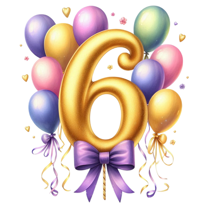 Happy Birthday Balloon Numbers Cake/ Cup Cake Topper