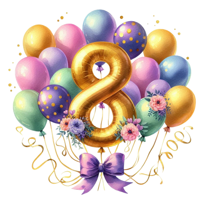 Happy Birthday Balloon Numbers Cake/ Cup Cake Topper