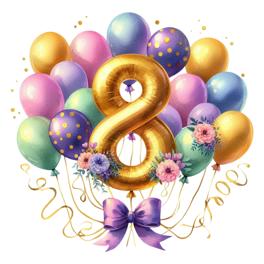 Happy Birthday Balloon Numbers Cake/ Cup Cake Topper
