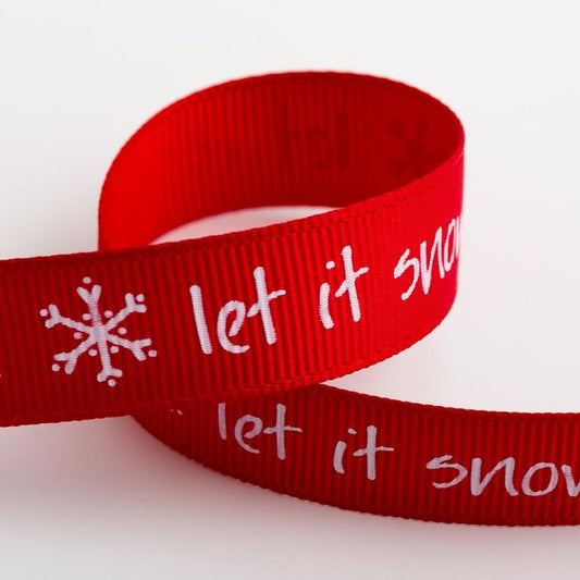 Let it Snow Red Christmas Grosgrain Ribbon – 16mm x 5M