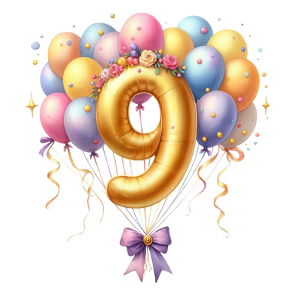 Happy Birthday Balloon Numbers Cake/ Cup Cake Topper