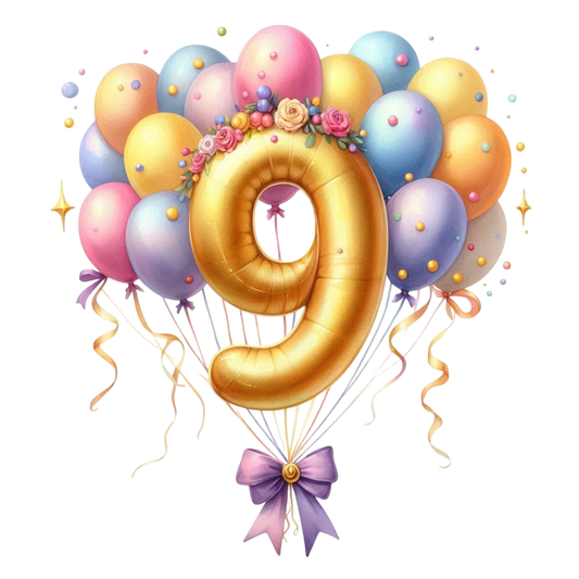Happy Birthday Balloon Numbers Cake/ Cup Cake Topper