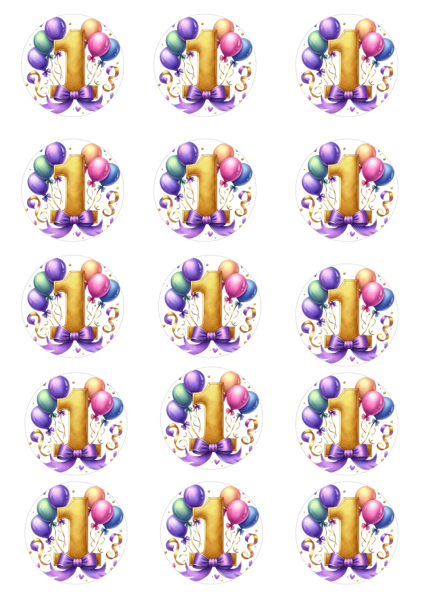Happy Birthday Balloon Numbers Cake/ Cup Cake Topper