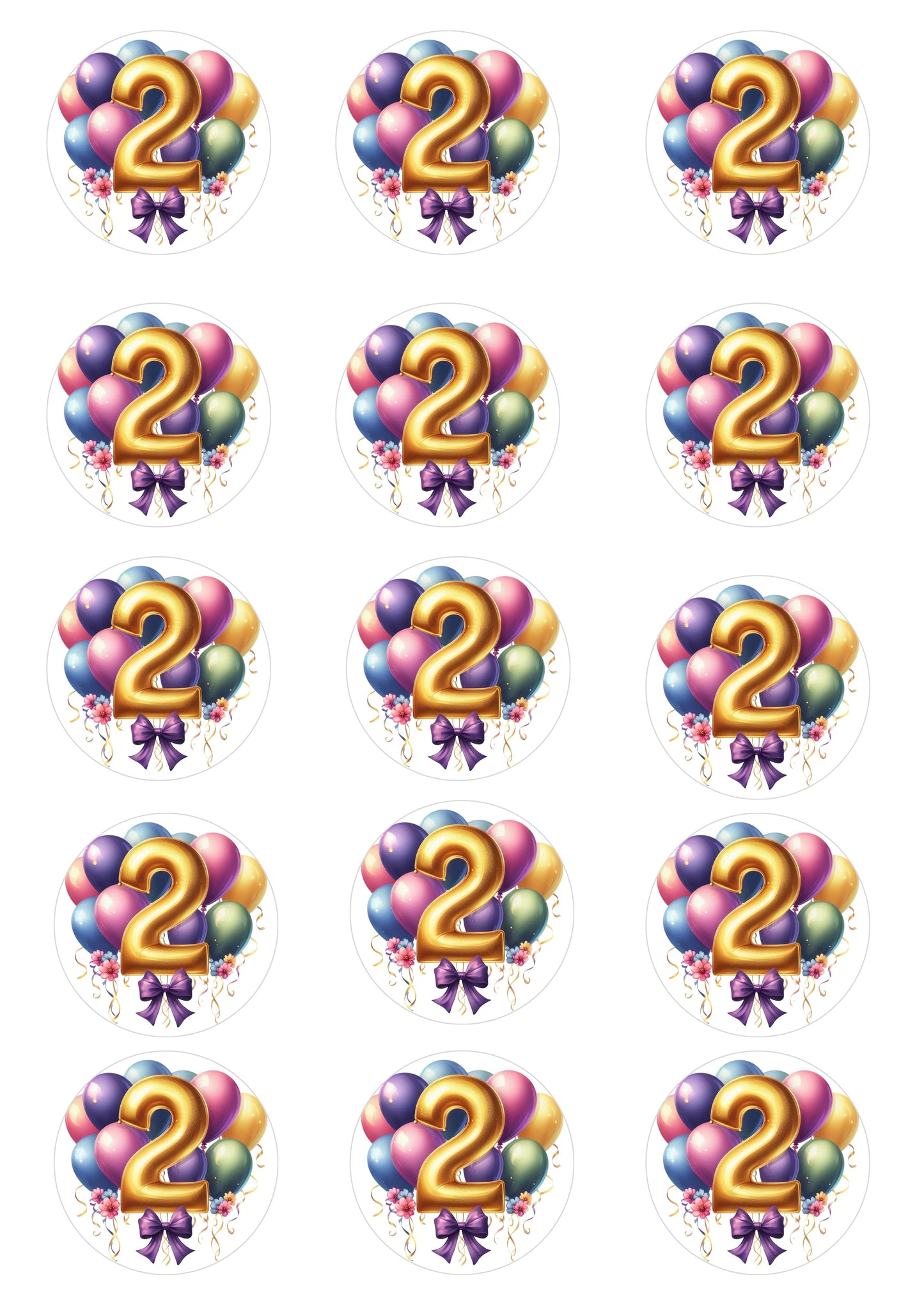 Happy Birthday Balloon Numbers Cake/ Cup Cake Topper
