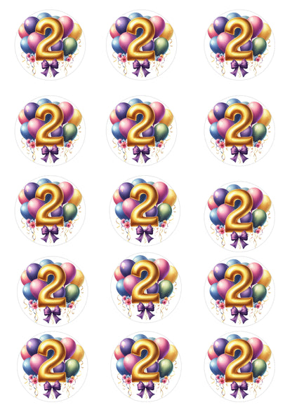 Happy Birthday Balloon Numbers Cake/ Cup Cake Topper
