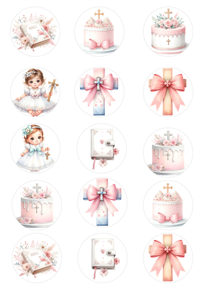 Girls Christening Cake/ Cup Cake Topper