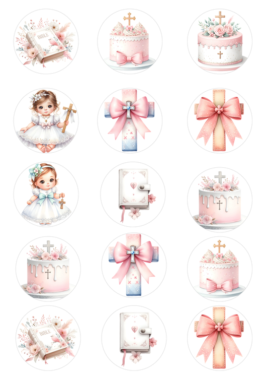 Girls Christening Cake/ Cup Cake Topper