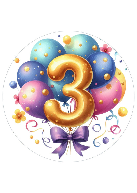 Happy Birthday Balloon Numbers Cake/ Cup Cake Topper