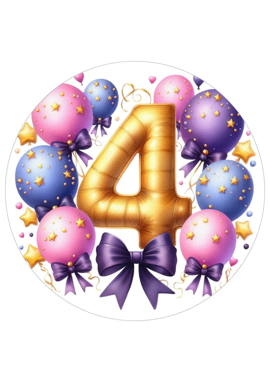 Happy Birthday Balloon Numbers Cake/ Cup Cake Topper