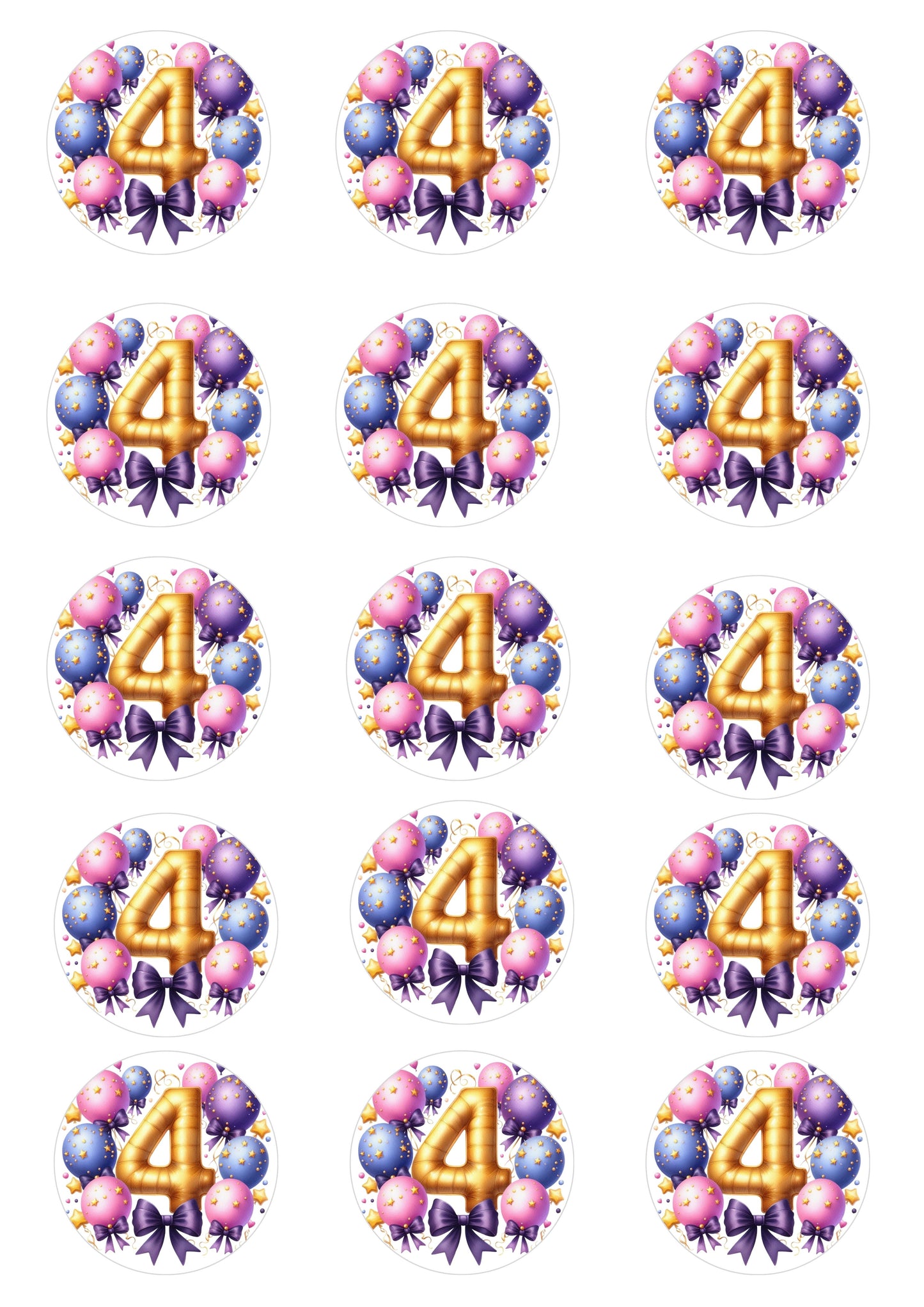 Happy Birthday Balloon Numbers Cake/ Cup Cake Topper