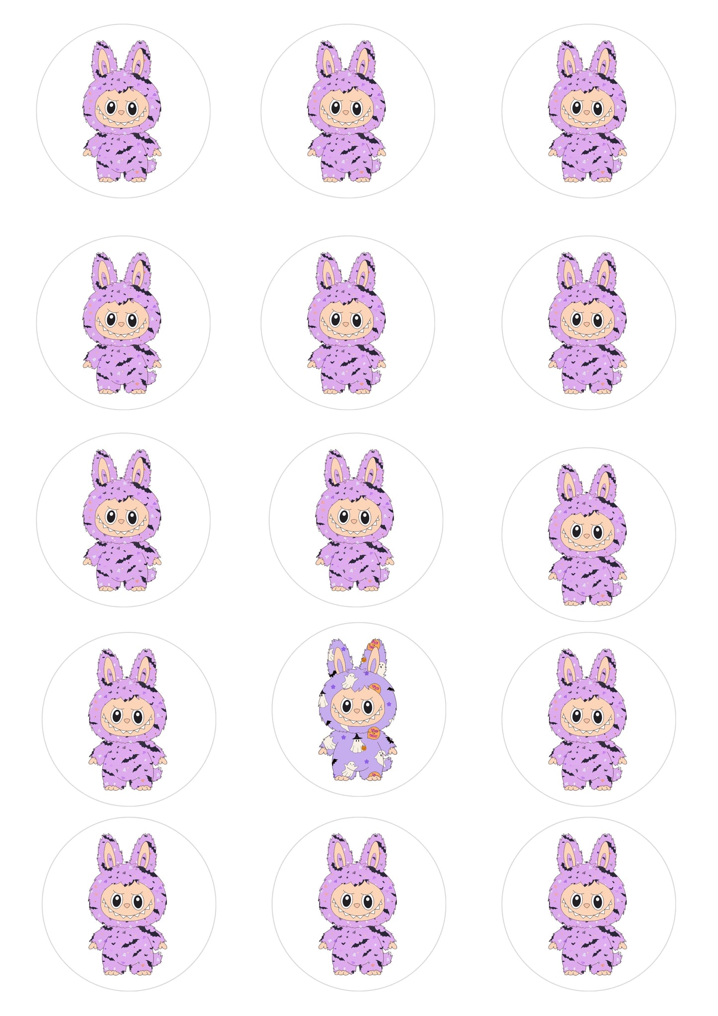 Halloween Labubu Cup Cake Topper 2inch x 15