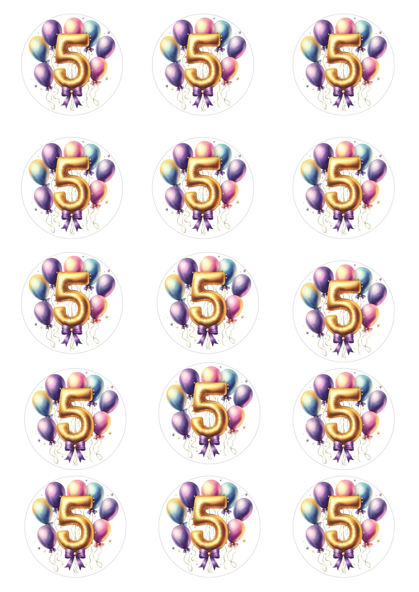 Happy Birthday Balloon Numbers Cake/ Cup Cake Topper