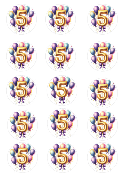 Happy Birthday Balloon Numbers Cake/ Cup Cake Topper