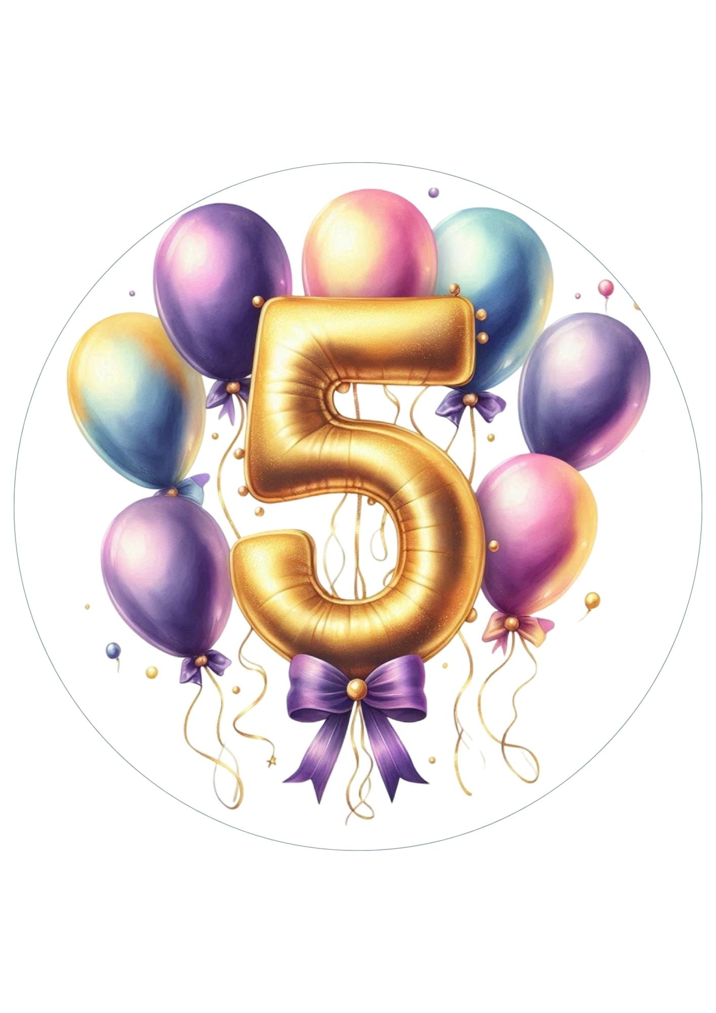 Happy Birthday Balloon Numbers Cake/ Cup Cake Topper