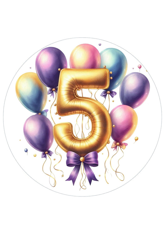 Happy Birthday Balloon Numbers Cake/ Cup Cake Topper