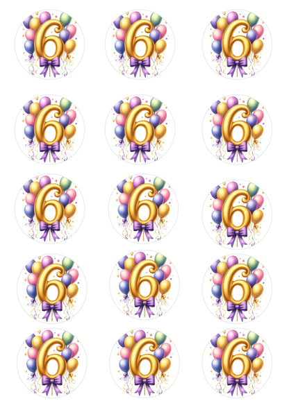 Happy Birthday Balloon Numbers Cake/ Cup Cake Topper