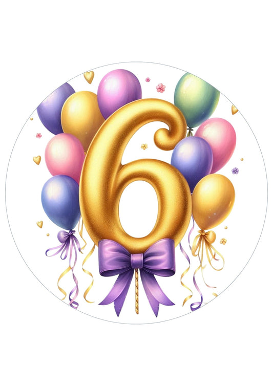 Happy Birthday Balloon Numbers Cake/ Cup Cake Topper