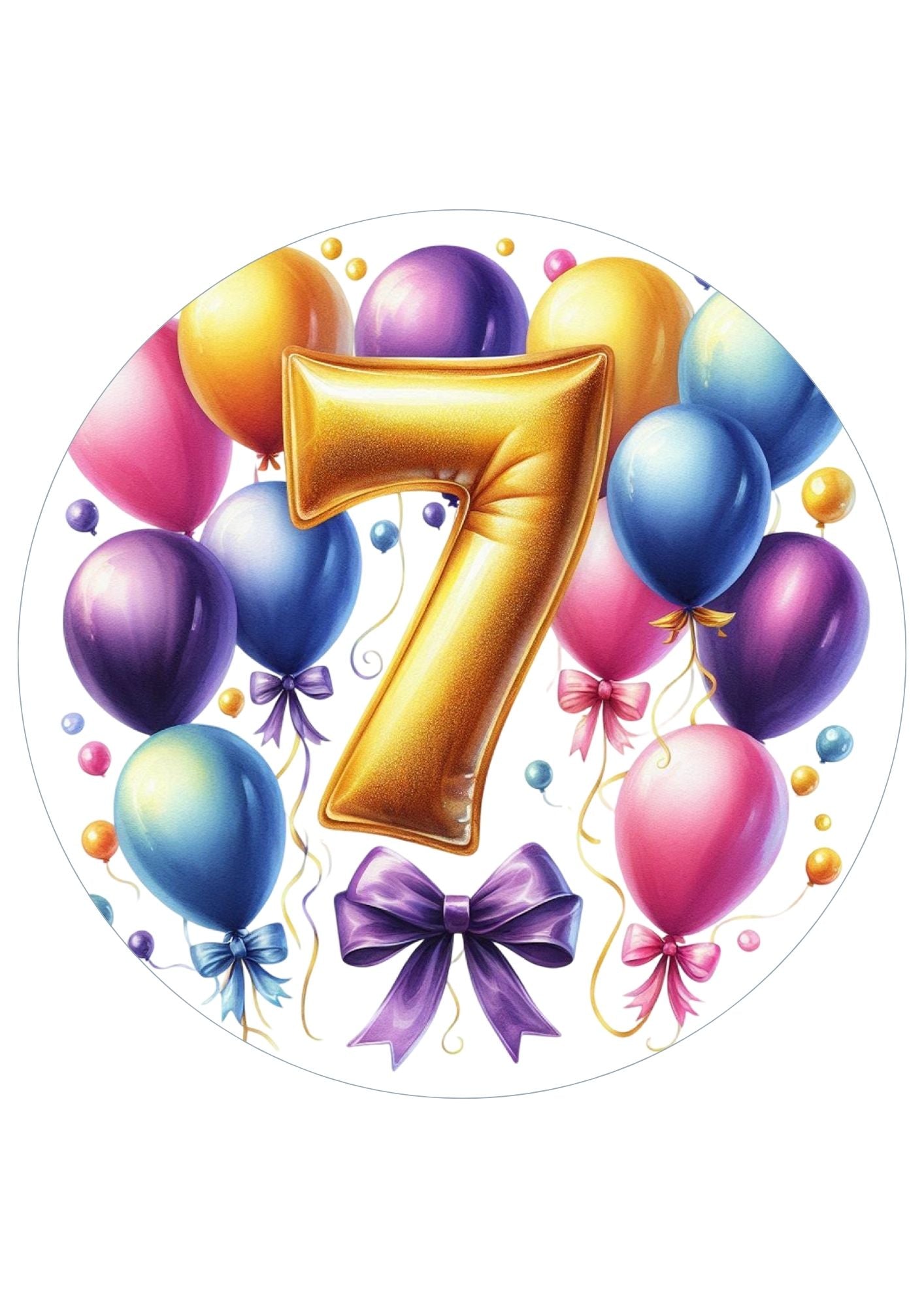 Happy Birthday Balloon Numbers Cake/ Cup Cake Topper