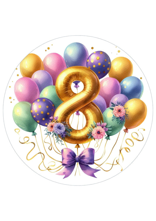 Happy Birthday Balloon Numbers Cake/ Cup Cake Topper