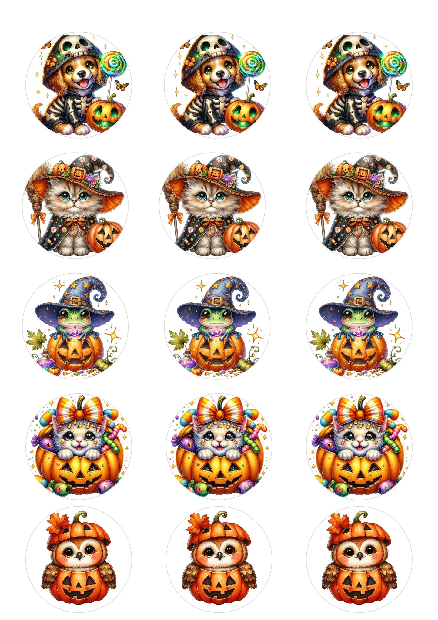Halloween Cute Cup Cake Topper 2inch x 15